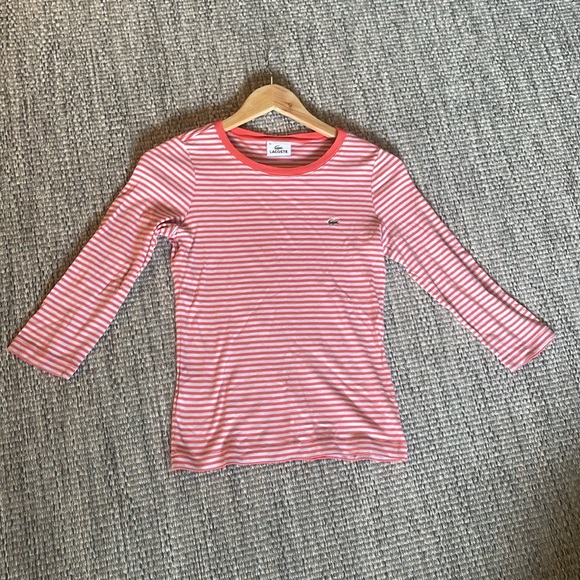 Lacoste striped 3/4 length sleeve tee size 36/xs - Picture 1 of 7